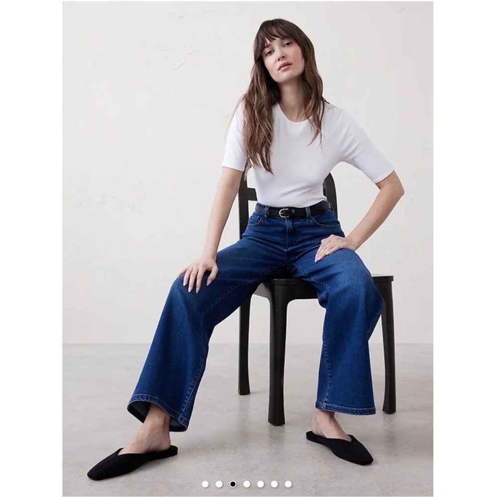Banana Republic Factory High-Rise Wide-Leg Jeans Dark Wash Blue 33/16 Stretch - Picture 5 of 9